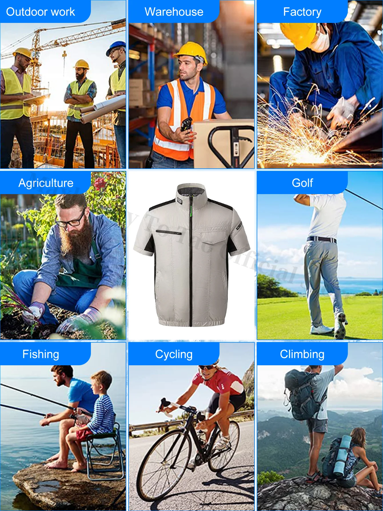 الرجال النساء الصيف التبريد قصيرة الأكمام قميص لصيد السمك مع مروحة USB في الهواء الطلق لحام تكييف الهواء سترة زوجين ارتداء نسيم التكنولوجيا 2025 #5