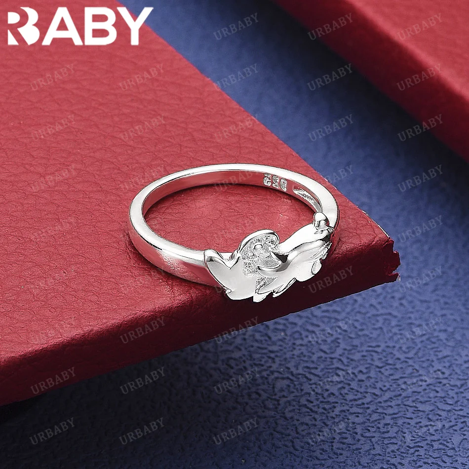

URBABY 925 Sterling Silver Size 7-10 Geometric Ring Fashion Jewelry Charm Grace Noble Wedding Accessories