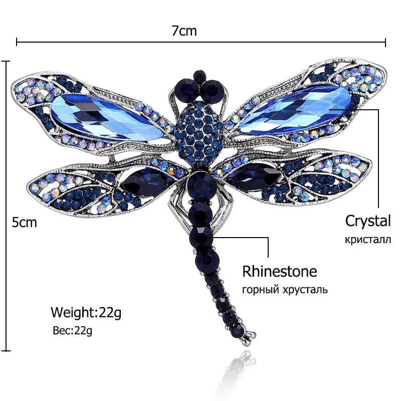 Fashion Vintage Dragonfly Brooches For Women Large Insect Brooch Pins Dress Coat Accessories Cute Jewelry Gifts