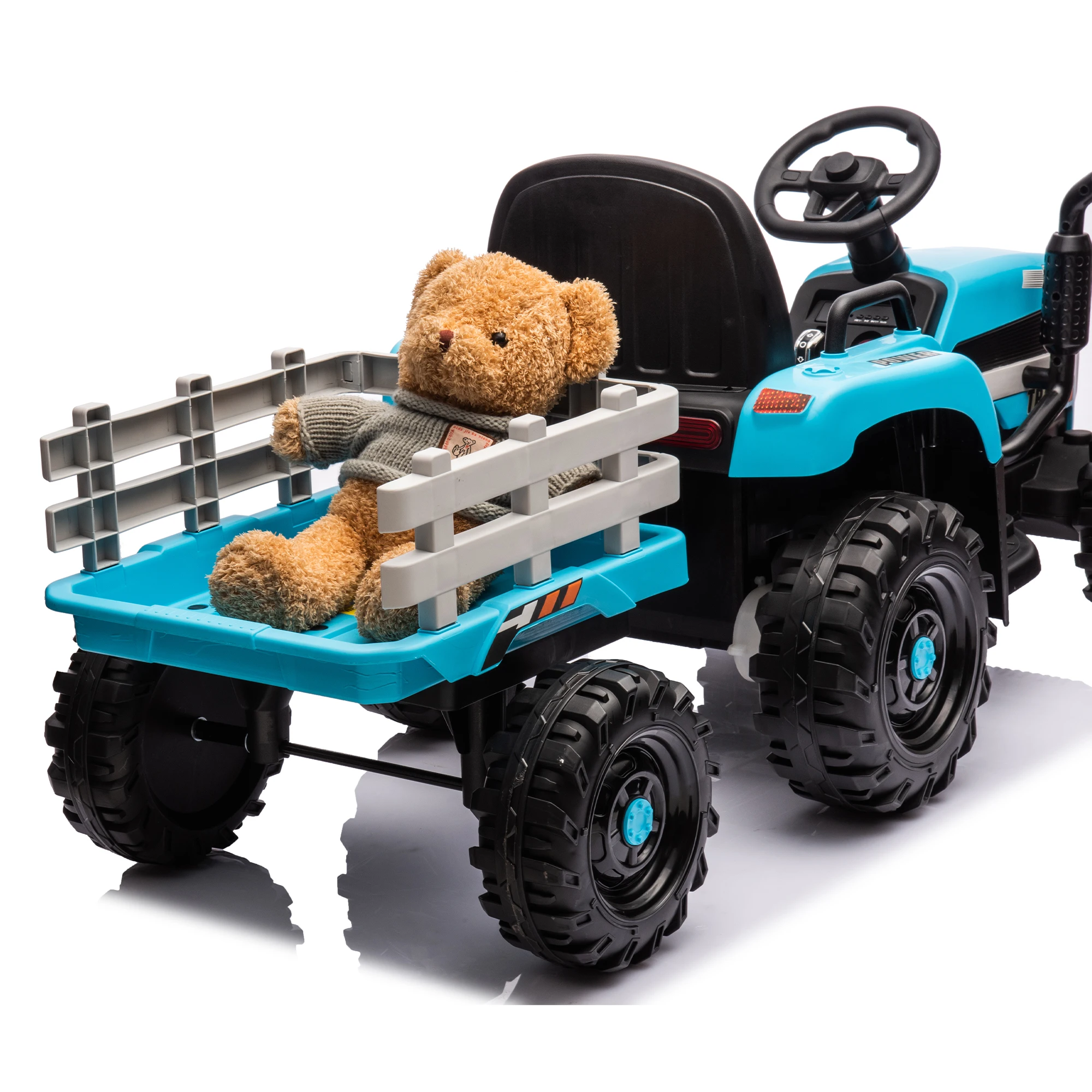 24V Ride-On Farm Tractor with 200w*2 Motor, Remote Control, Adjustable Speeds, LED Lights, USB, MP3, Bluetooth, for Ages 3-6