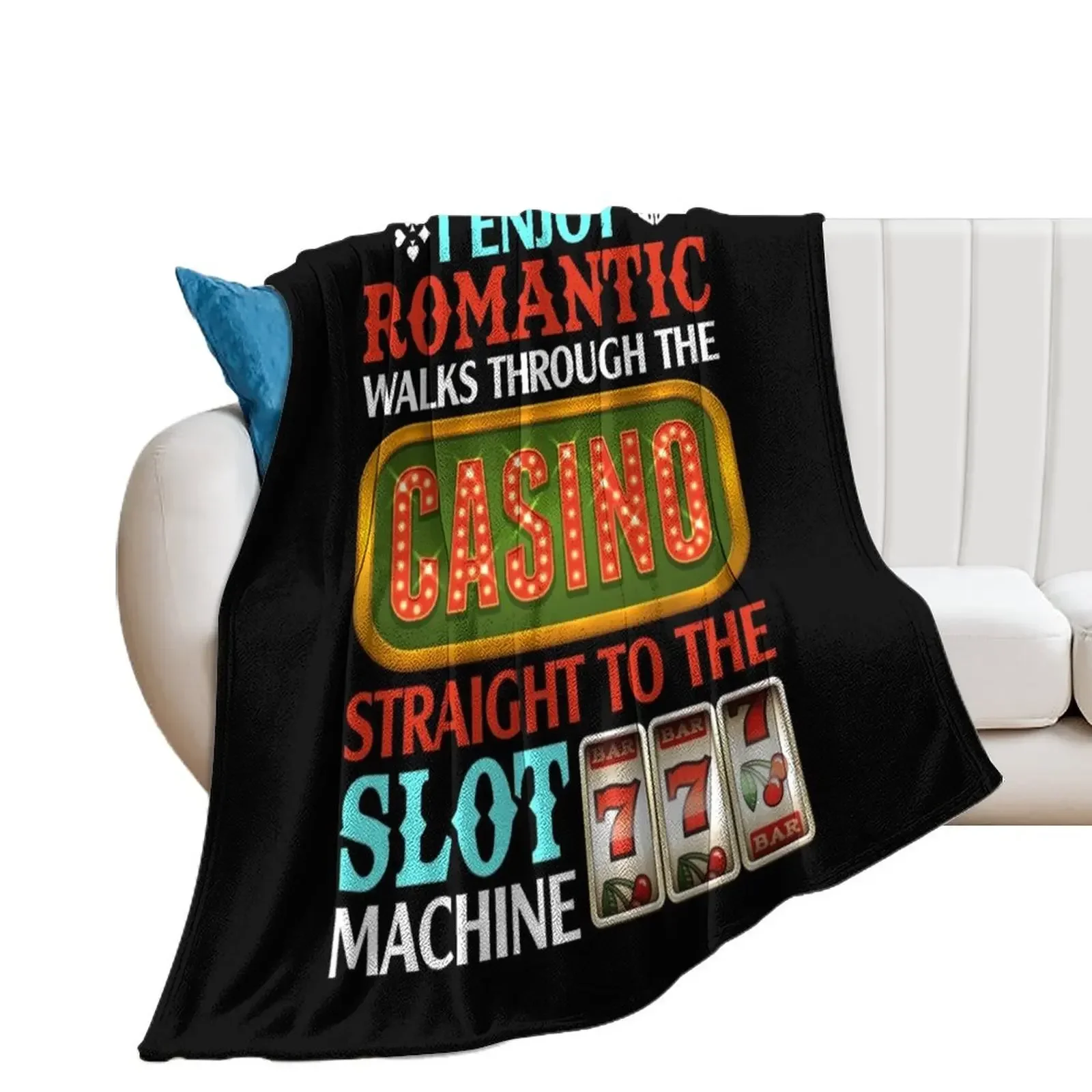 Fun Slot Machine & Gambler Outfit I Casino Vegas Throw Blanket Summer sofa bed Luxury Blankets