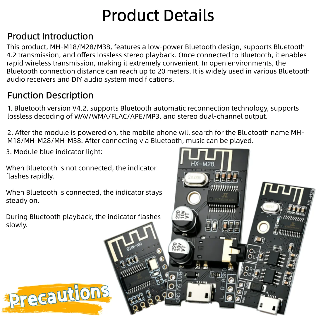 MH-MX8/M18/M28/M38 Drahtloses Bluetooth-Audiomodul 4.2, Stereo Verlustfreie High-Fidelity Hi-Fi, für DIY-Modifikationen – Detail 2