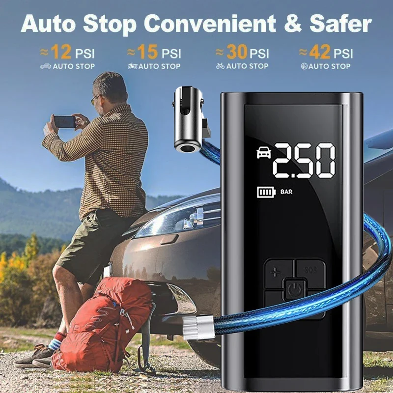 

Wireless Portable Inflatable Pump Car Air Compressor Super Long Battery Life Electric Tire Inflator Pump for Motorcycle Balls