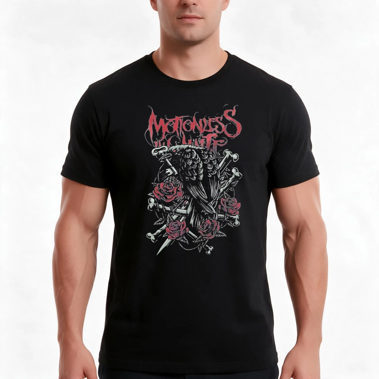 Motionless in White T-Shirt, Summer Casual Cotton Tee, Oversized Streetwear Tops, Vintage Graphic Print, Loose Fit Short Sleeve