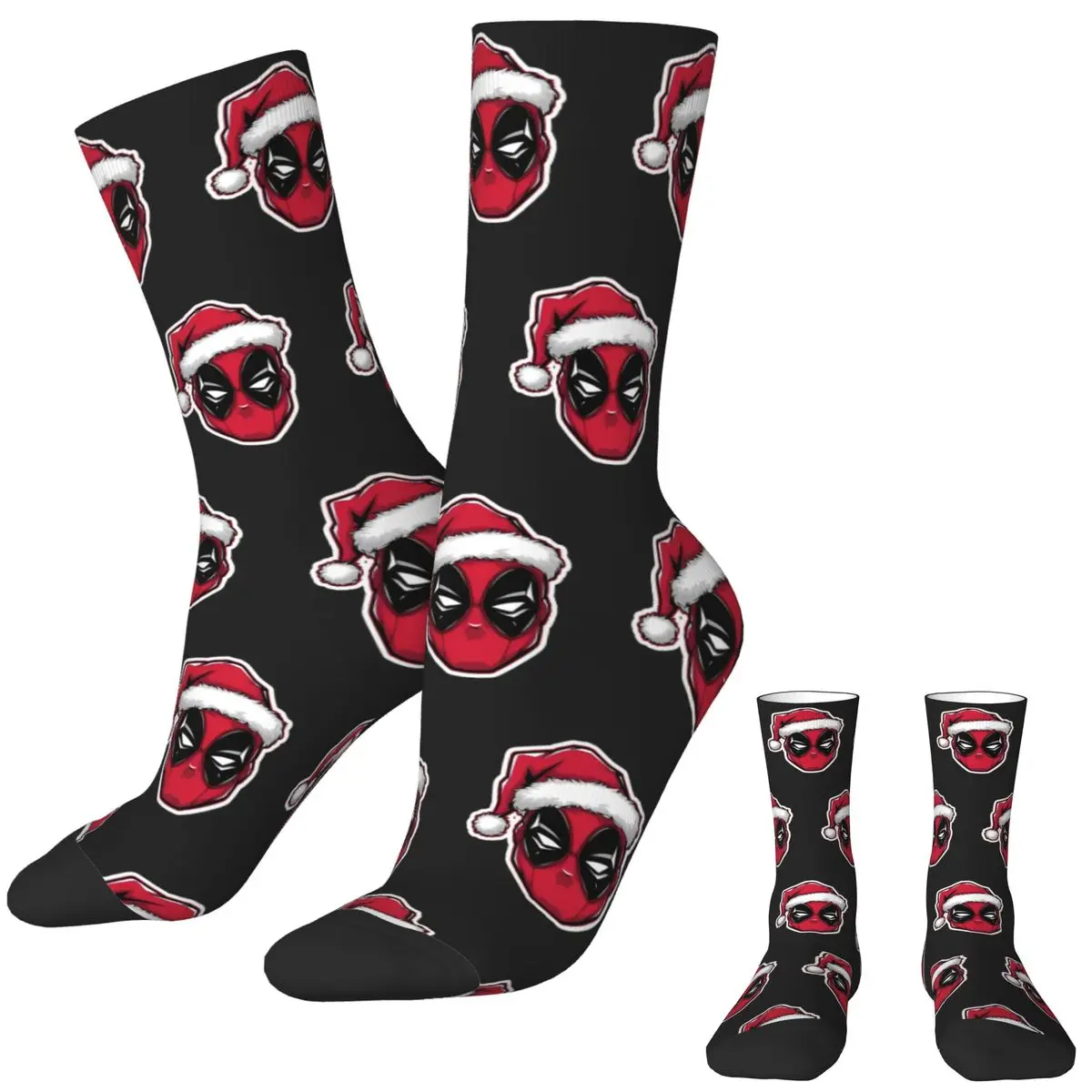 

Couple Socks Deadpool Christmas SuperHero Stockings Autumn Novelty Medium Soft Socks Printed Skateboard Non Skid Socks