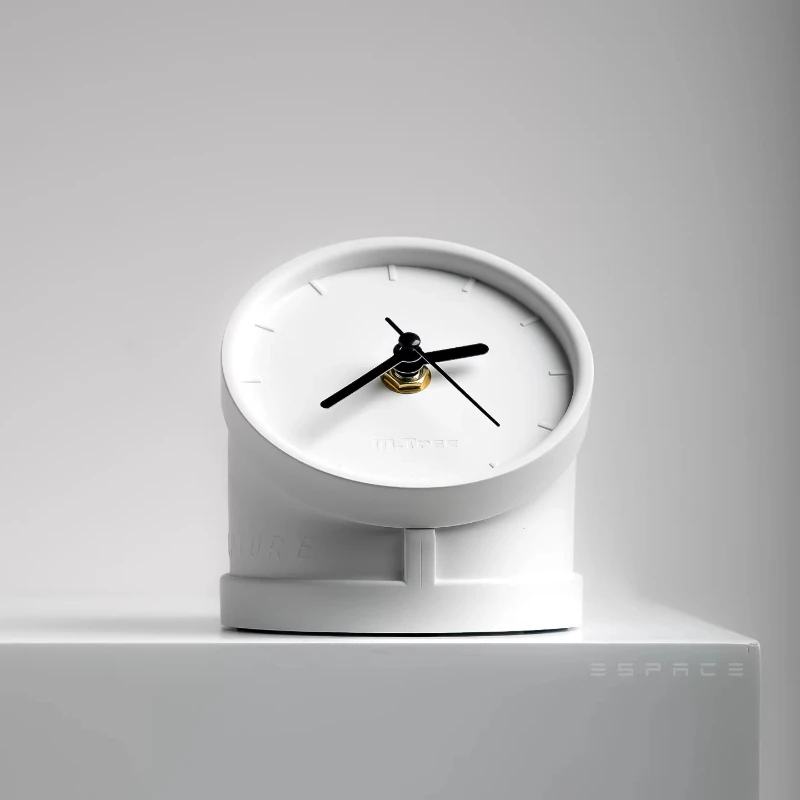 Adorno de reloj silencioso blanco extremadamente simple, reloj de escritorio creativo, decoración de escritorio para el hogar y la oficina, regalo de decoración del hogar de estilo nórdico