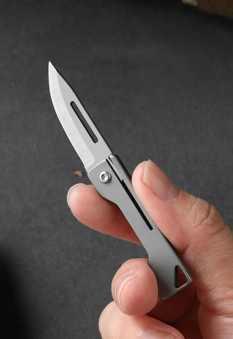 EDC titanium alloy folding knife, mini key chain pocket knife, unpack delivery knife, fruit knife, portable pocket folding knife