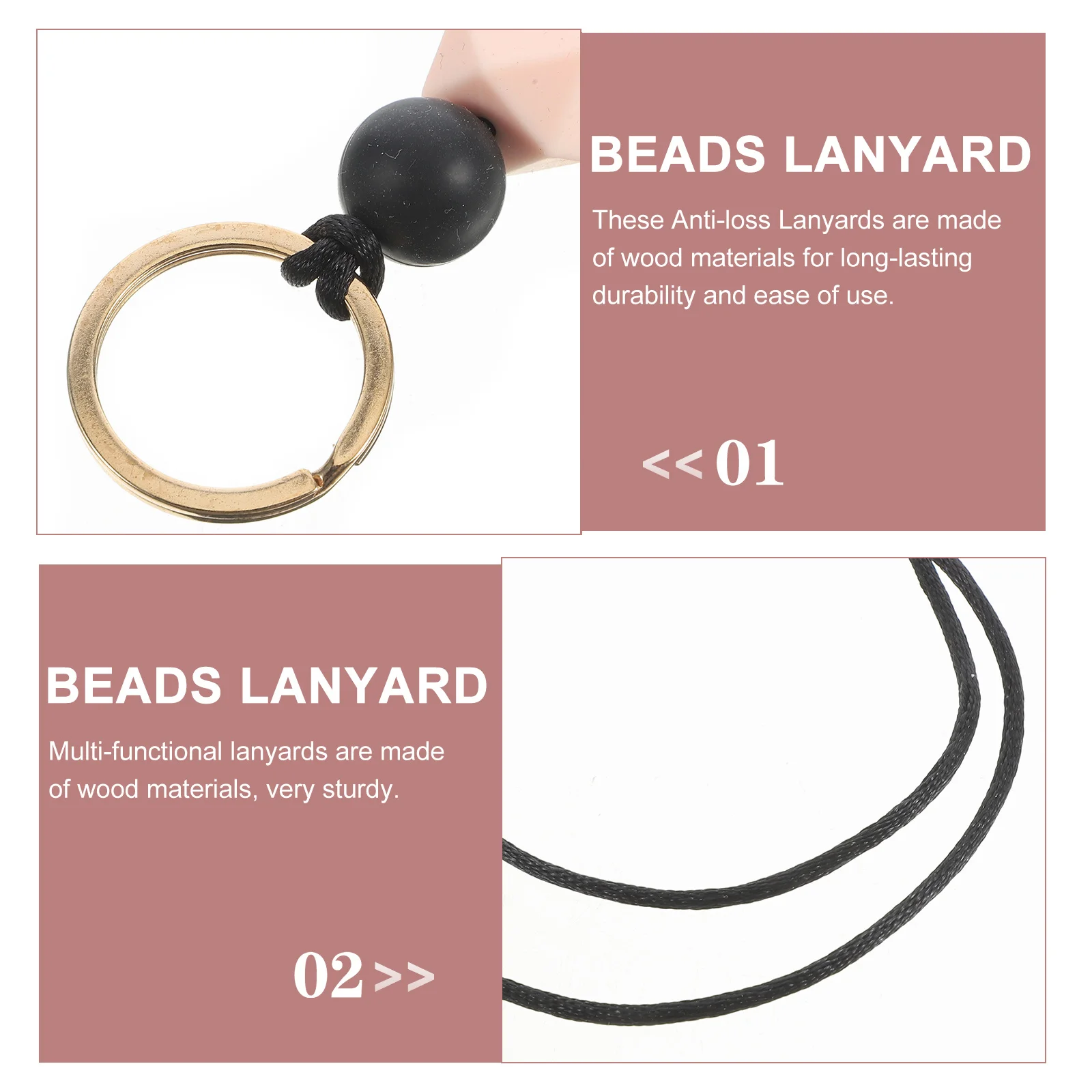 

Beads Lanyard Multi-Function Wood Material Phone Strap Decorative Key Holder Office Gifts Teacher Lanyards for Id Badges