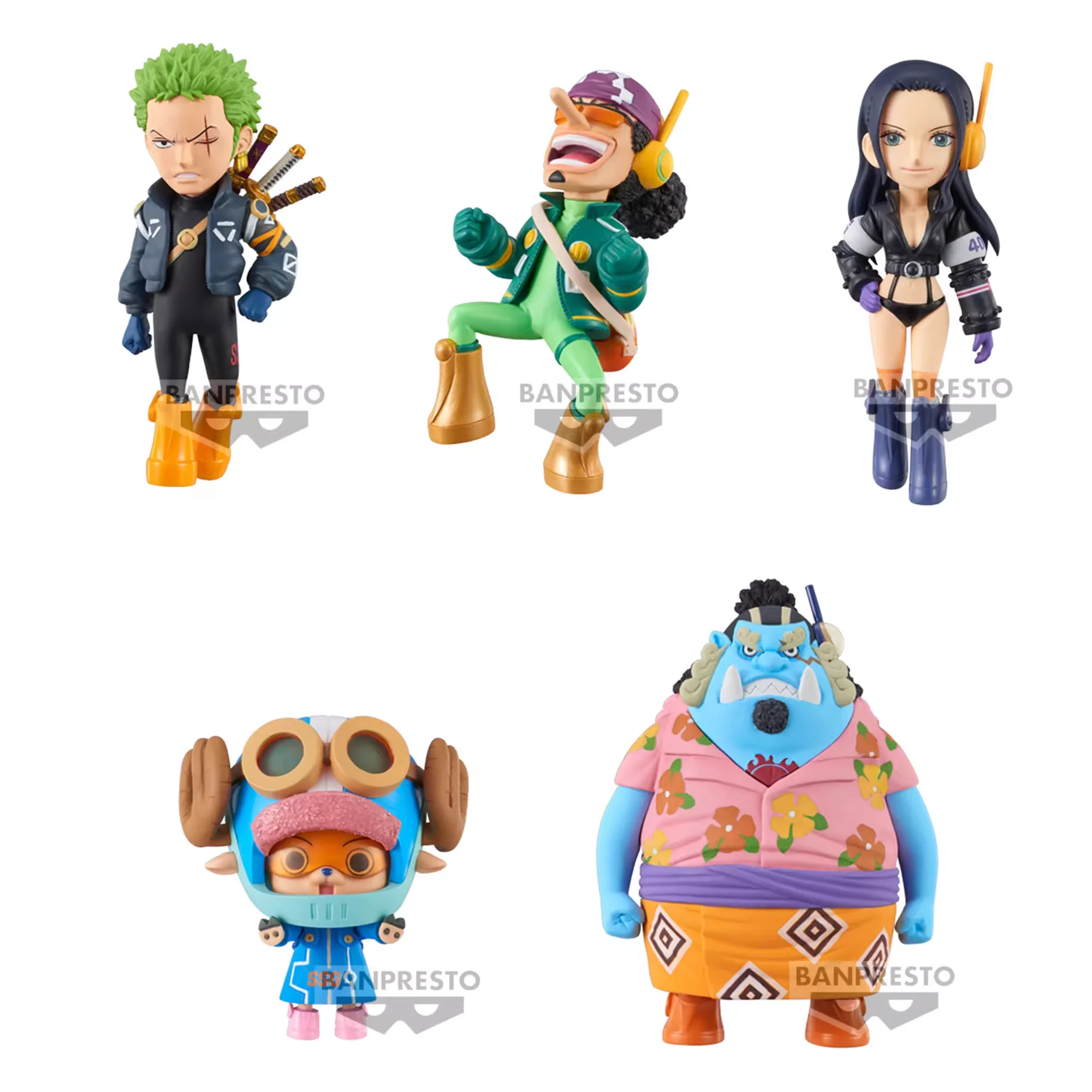 

Bandai Anime One Piece WCF Egghead Zoro Robin Chopper Jinbe Pvc Action Figures 70mm One Piece Figurine Toys