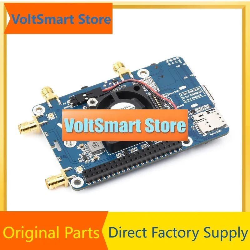 VoltSRM520N-GL 5G HAT For Raspberry Pi With Case, Quad Antennas LTE-A, Global Band, GNSS Positioning, Support 3GPP 16, 4G/3G