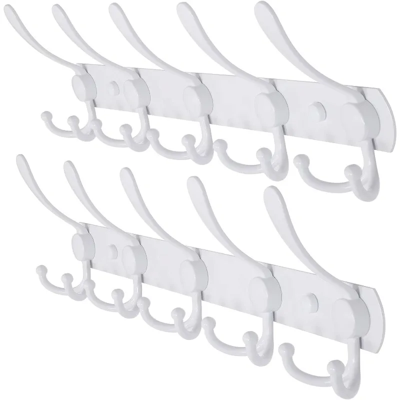 

Wall Mounted Coat Rack - 5 Tri Hooks, Heavy Duty, Stainless Steel, Metal Coat Hook Rail