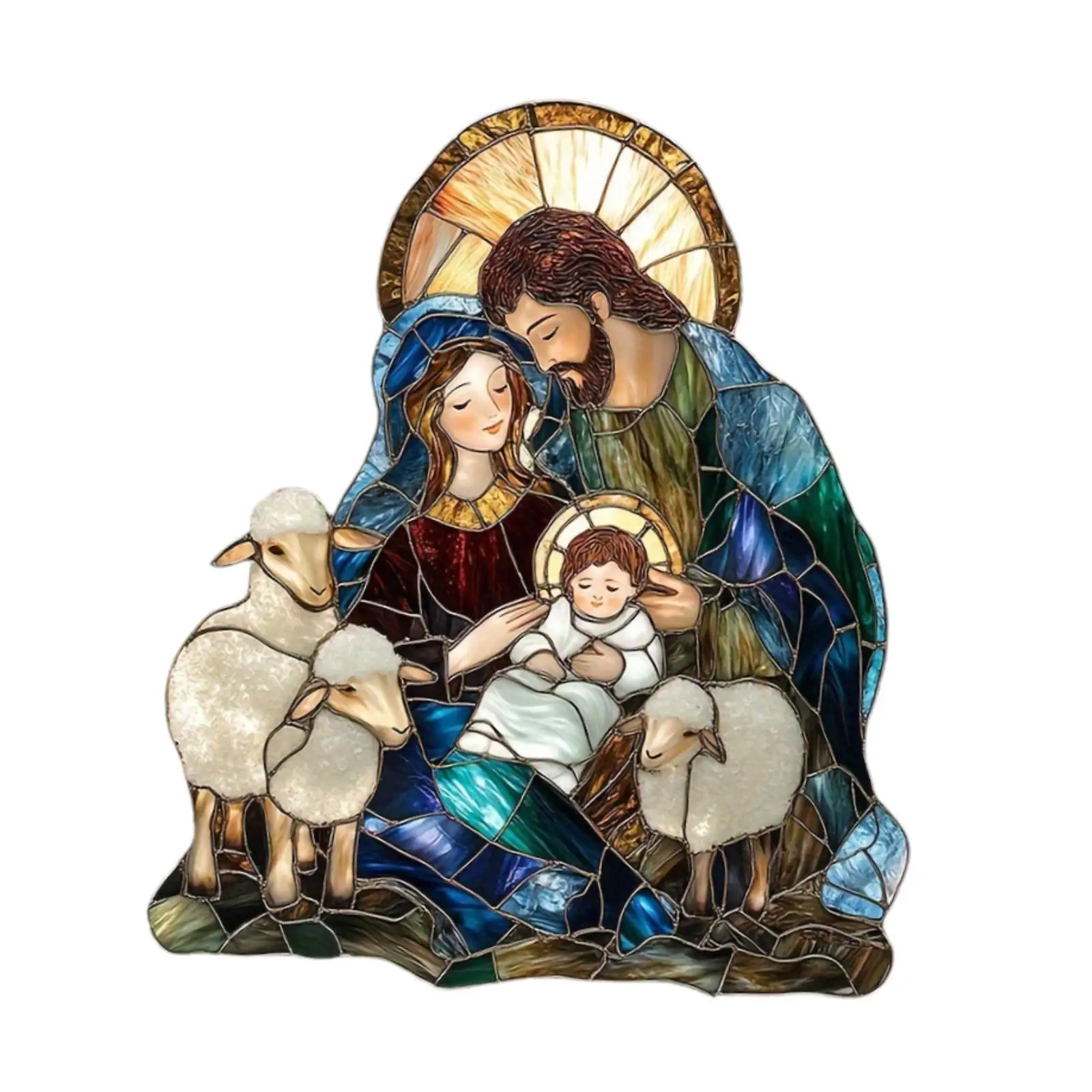 2D Jesus Nativity Scene Decoration Home Decor for Bookshelf Home Living Room