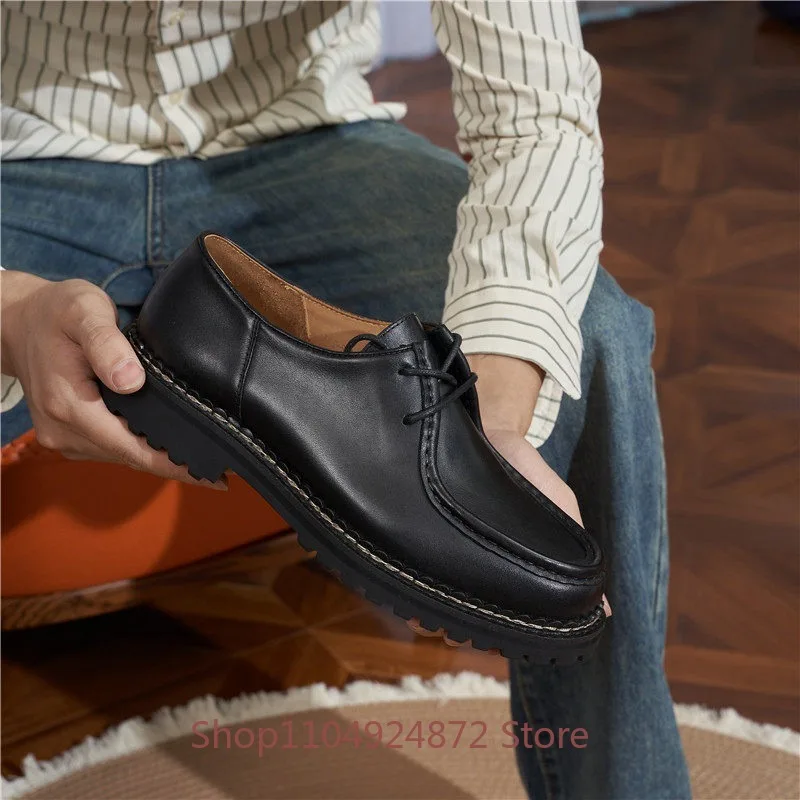 

Элитные мужские туфли дерби в стиле ретро из натуральной кожи, повседневные лоферы для работы, молодежные кожаные туфли для мужчин