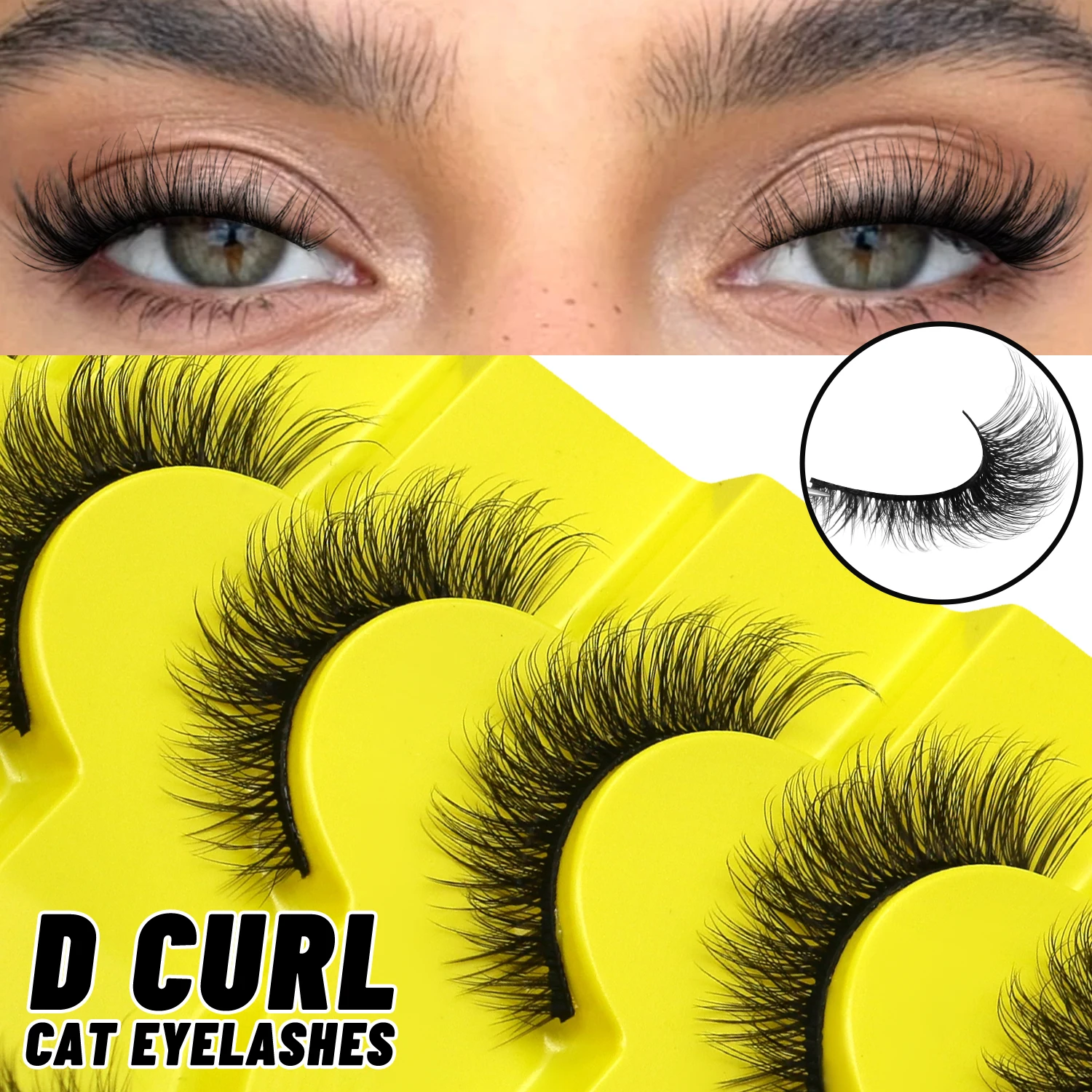 ขนตาปลอม LASVIREY แบบฟูฟ่อง ขนตาแมว ดูเป็นธรรมชาติ หนา ยาว ดูดึงดูดใจ ขนตาแบบเต็มแถบ นุ่มฟู ขนตาปลอมแบบมิงค์