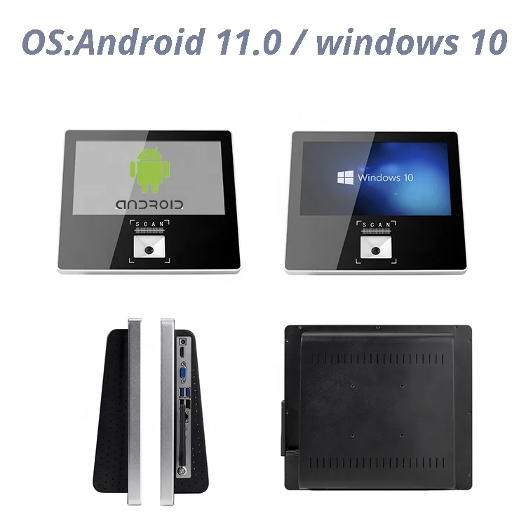 11.6 بوصة تعمل باللمس ثابت شنت واي فاي 1D 2D ماسح الباركود أندرويد 11 Win10 POS مدقق الأسعار للسوبر ماركت