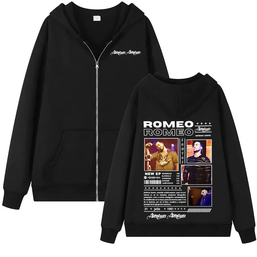 Romeo Anthony Santos Tour 2026 Reißverschluss-Hoodie Herren Damen Mode Hip-Hop Street Cardigan Sweatshirt Herbst Casual Zip-Up Hoodies