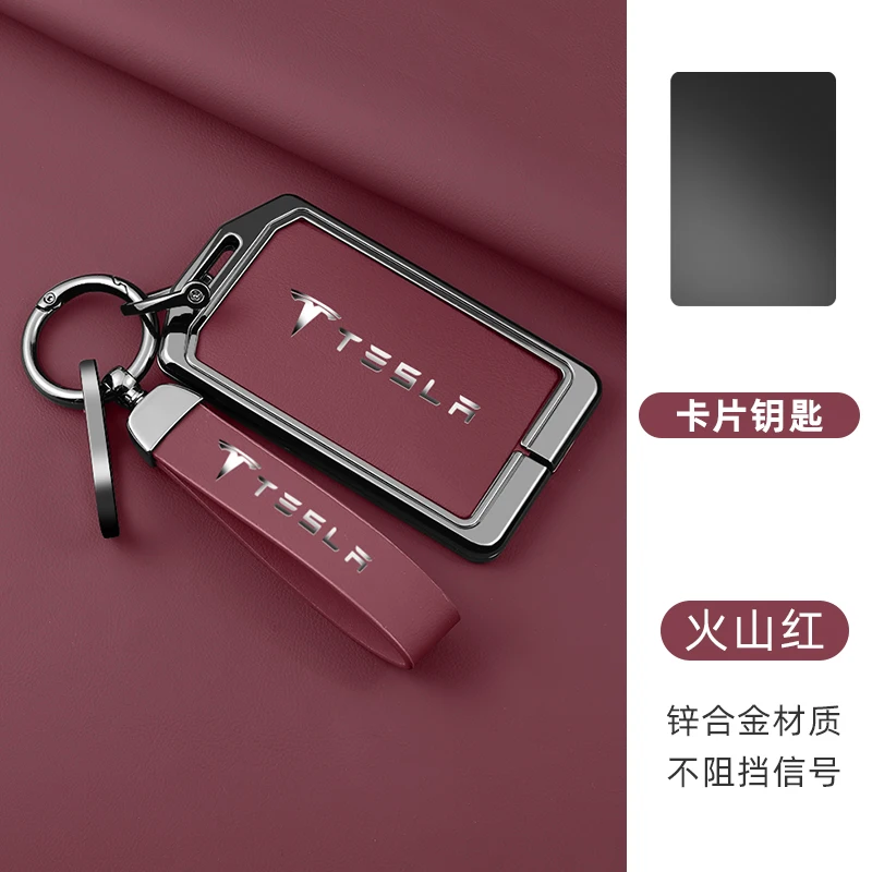 

Fashion Zinc Alloy Leather Car NFC Key Case Cover Fob Shell For Tesla Model 3 Model S X Model Y Roadster SpaceX Auto Accessories