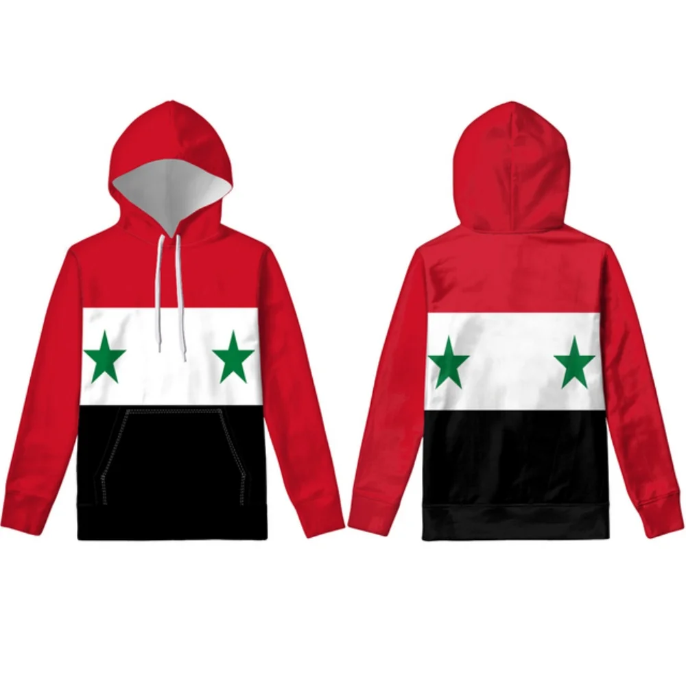 Autumn mens Syrian flag brand new mens sportswear casual sportswear national emblem graphic hatsweater 3D printed streetwear2024