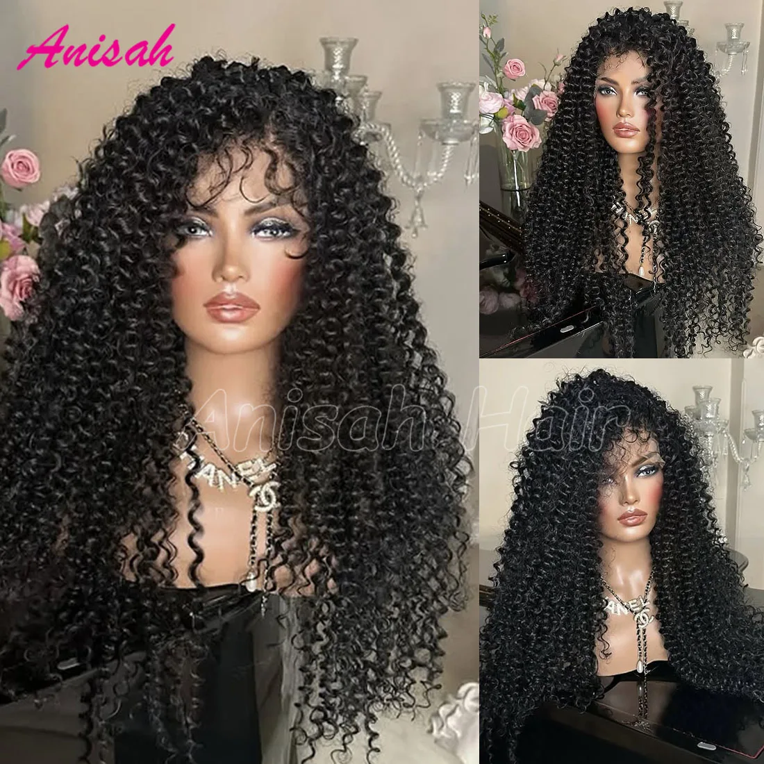 

Ready To Wear Loose Curly Lace Closure Human Hair Wigs with Baby Hair Glueless Wigs Human Hair Lace Front For Women