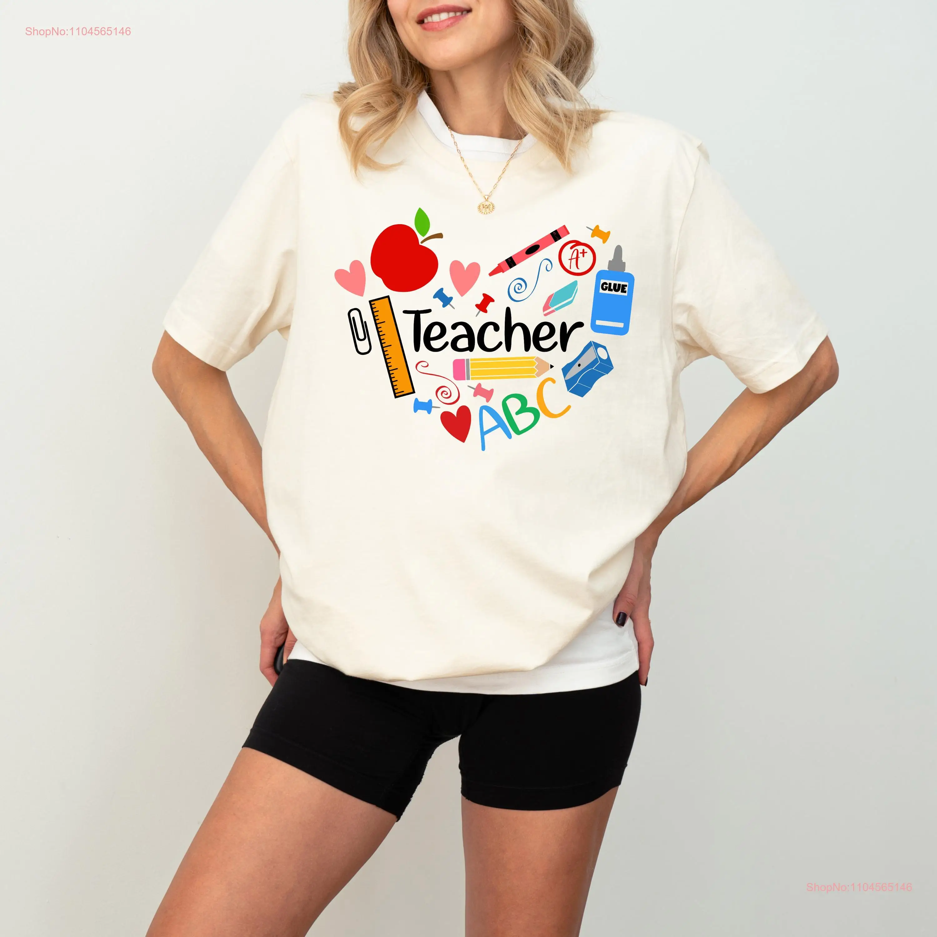

Футболка Teacher HearT ABC, детский сад, начальная школа, детский свитшот ко Дню учителя с длинными или короткими рукавами