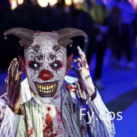 Evil Clown Mask Horror Villian Circus Carnival Halloween Party Funny Jester Costume Props