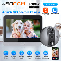 WSDCAM WIFI Door Peephole Camera 4.3 Inch LCD Video Doorbell 137° Wide Angle Tuya Smart Door Bell Night Vision Video Intercom