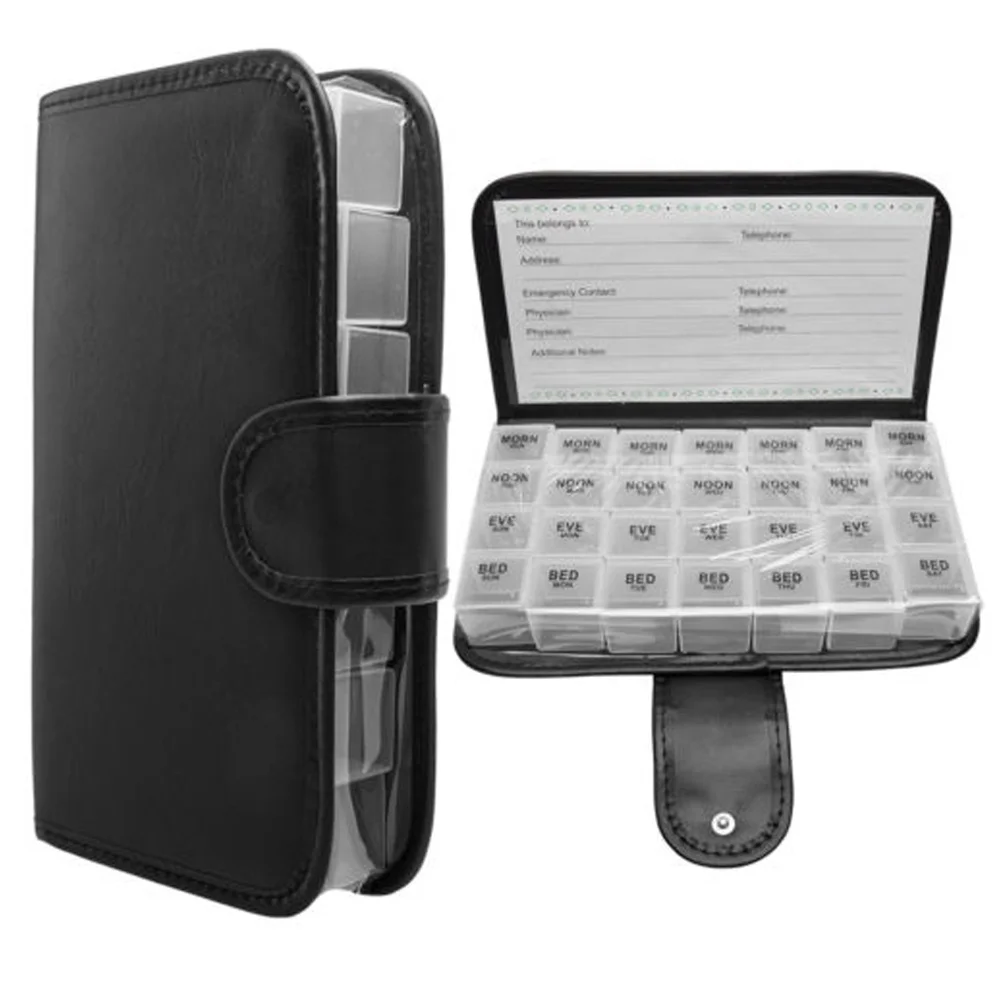 

7 Day Weekly Pill Organizer 28 Compartments Portable Medication Dispenser Travel Case For Home Office