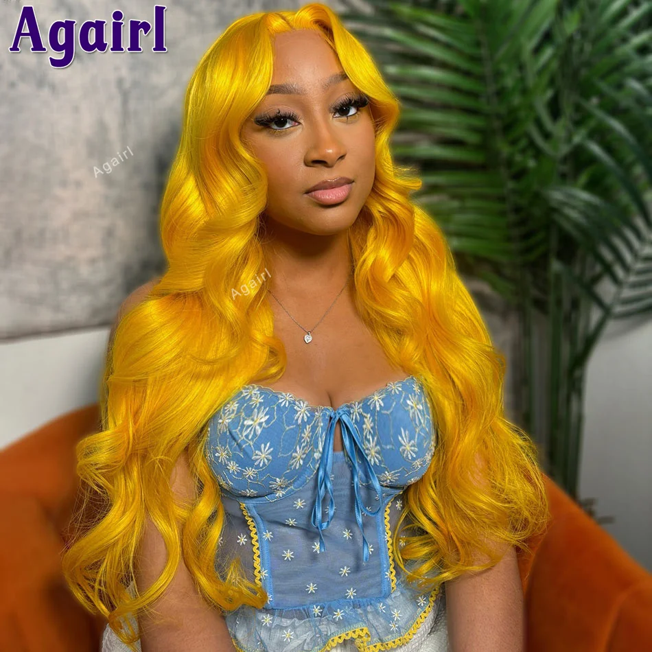 Warna kuning gelombang tubuh 613 13x6 13X4 wig rambut manusia Frontal renda untuk wanita hitam rambut Remy brasil pra dipetik dengan rambut bayi