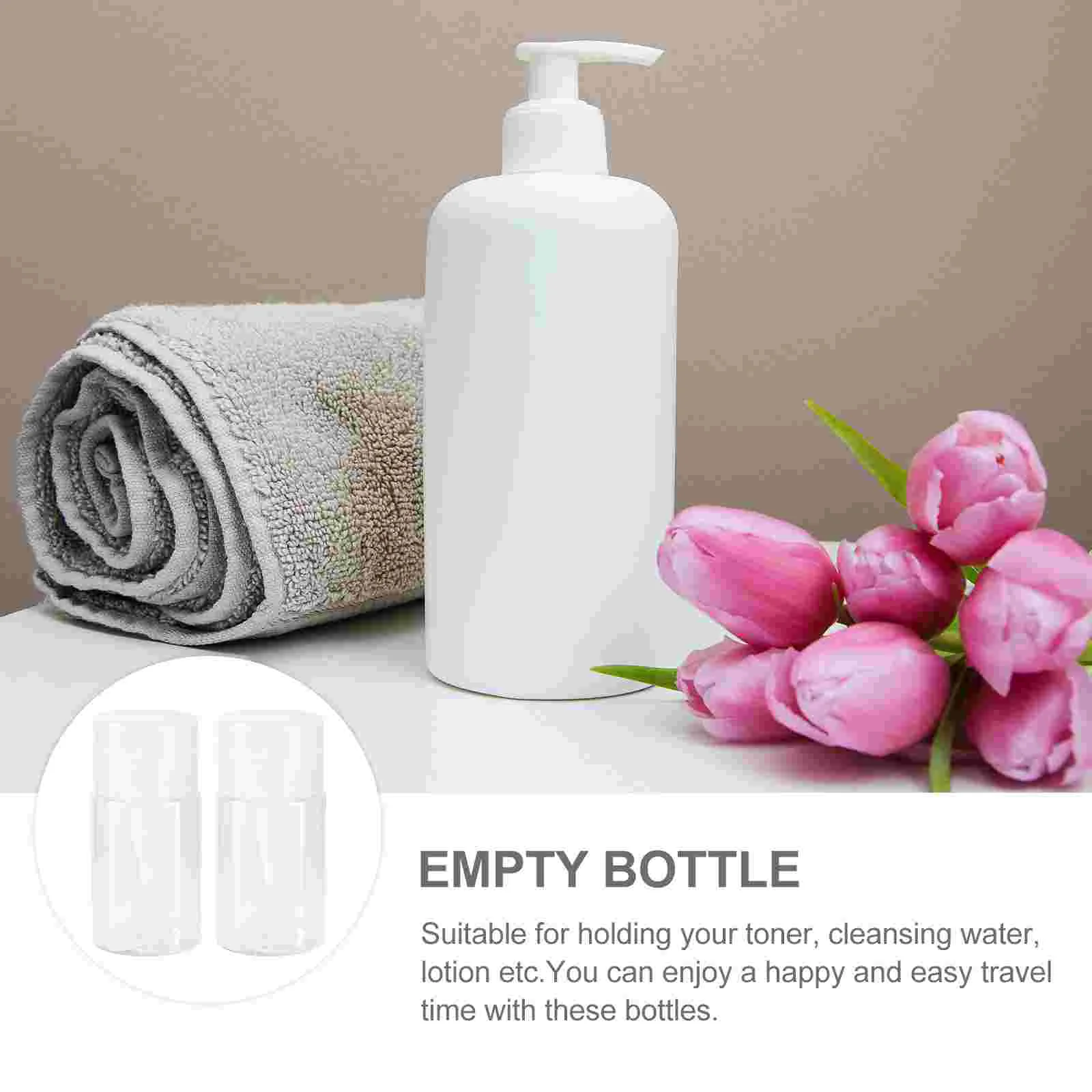 2 Pcs Bottles Push Dispenser Tube Kit Washer Lotion Travel Makeup Toner Portable Container