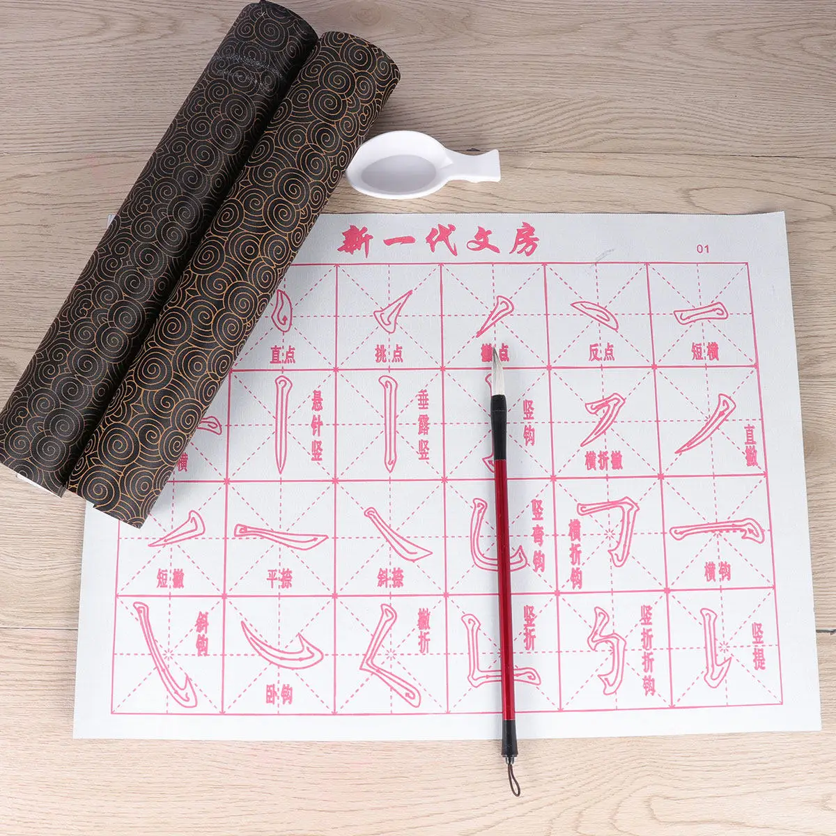 6Pcs Four Treasures Calligraphy Exercises Reusable Water Writing Cloth Grid Fabric Mat No Ink Chinese Practice Mat Beginner