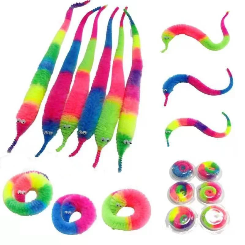 1PC Cat interactive toys Tickle Cat Colorful bouncing ball Pet supplies Puzzle teasing indoor cat worm caterpillar elastic toy