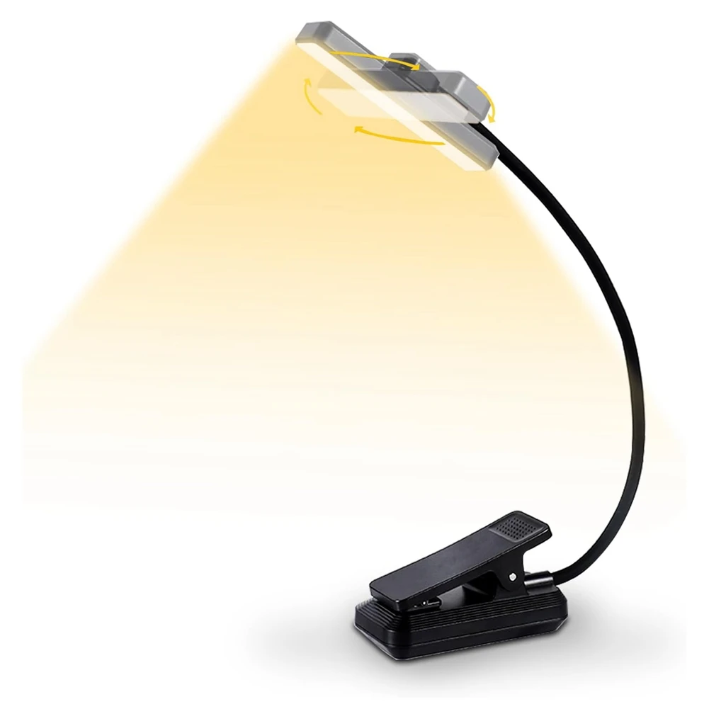 【NEW YEAR  】Eye-Caring Clip-On Led For Book Light Rechargeable, 3-Colors& 9-Brightness Levels, Rotatable Design For Book Lovers
