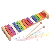 Xylófono Glockenspiel con Base de madera, barras de aluminio coloridas con 2 mazos, instrumento Musical educativo, regalo de percusión, 15 notas