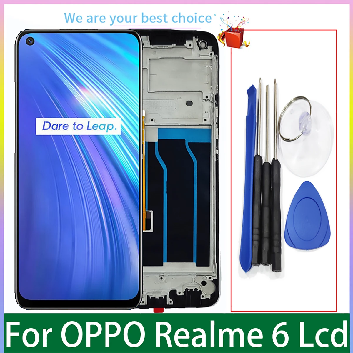 6.5 "dla OPPO Realme 6 wyświetlacz LCD oryginalny z ramką modele ekranu dotykowego RMX2001 Panel Digitizer części zamienne
