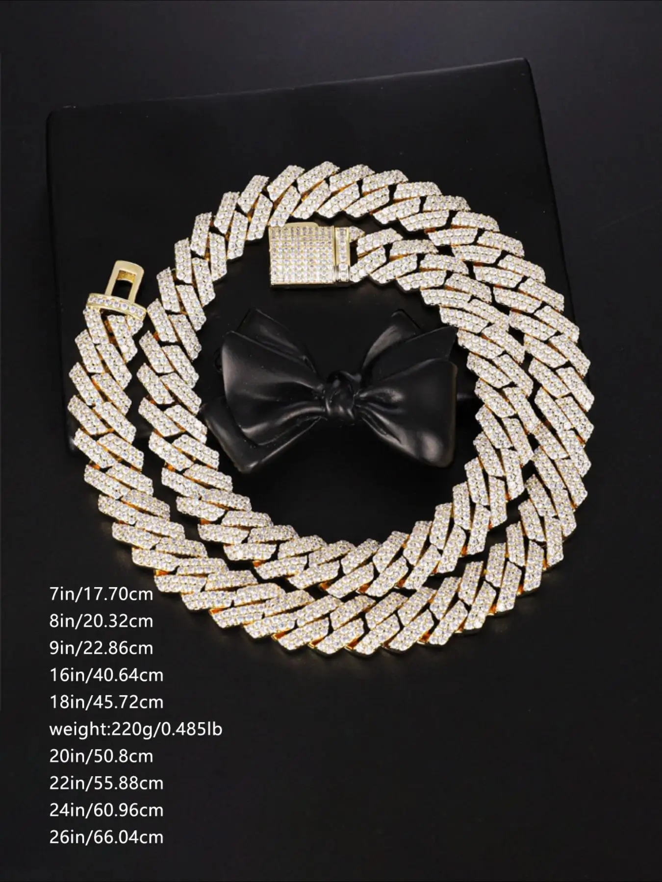 2 rows of 14mm Diamond buckle light luxury hip-hop Cuban neck chain Miami classic version, Halloween Thanksgiving gift