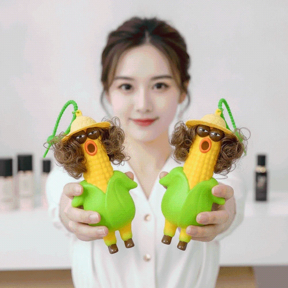 Sensory PVC Screaming Chicken Flexible Shrill Corn Key Chain Portable Hilarious Fidget Key Ring Backpack