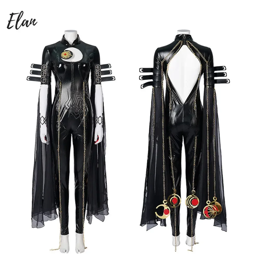 Bayonetta Cosplay Costume Bodysuit Woman Bayonetta Blaco Jumpsuit Halloween Costume with Gloves Headband Bayoneta Cosplay Outfit