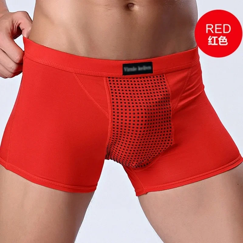 Men Physiological Boxer Magnet Underwear Health Care Function Mesh Breathable Magnet Therapy Shorts Men\'s Boxers Energy Shorts