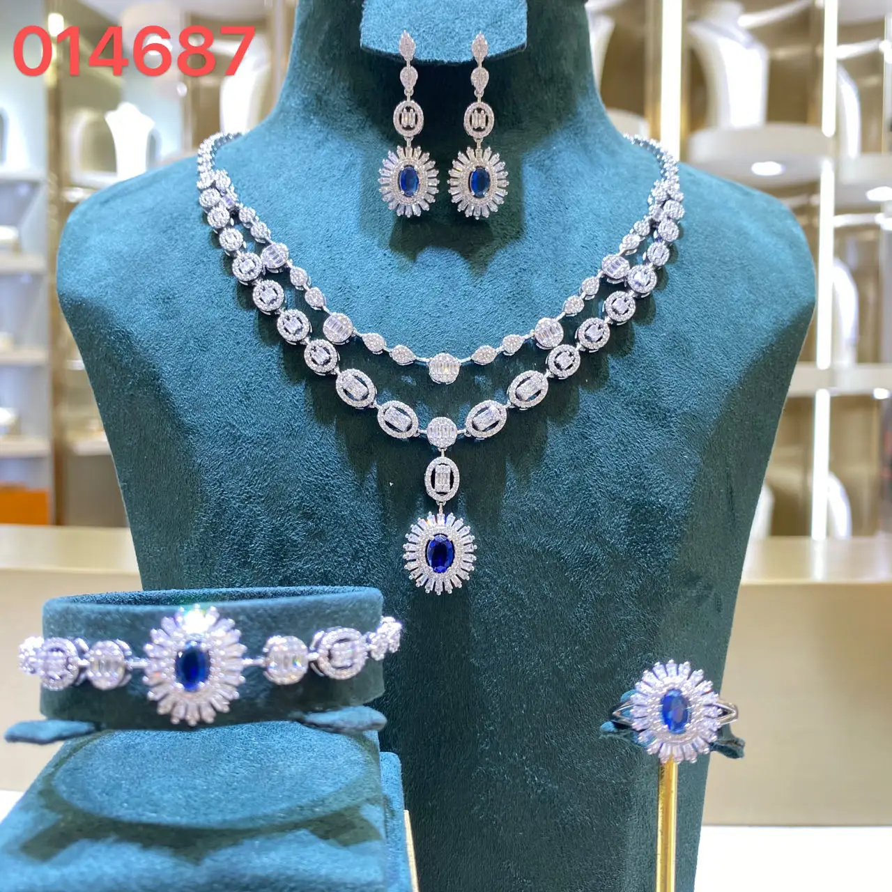 

014687 Elegant layer Necklace Set for Women Cubic Zirconia Party Jewelry Sets Bride Wedding Jewellery Accessory