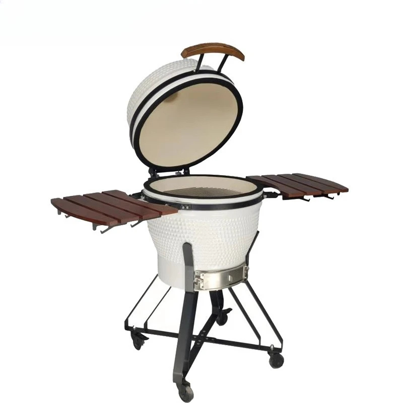 

22-Inch ceramic barbecue grill spot smoked and grilled integrated charcoal-saving barbecue grill pulley movable BBQ grill