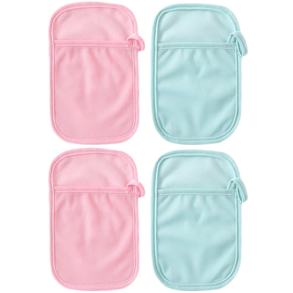 

4 шт., варежки для ванны, многоразовые хлопковые и полиэстеровые перчатки для купания, мочалка для душа, удобное кольцо для большого пальца с гладкой текстурой