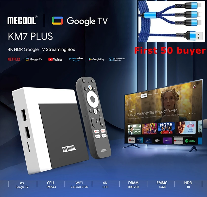 

MECOOL KM7 PLUS Android 11 Netflix 4k Google Certified TV Box S905Y4 Home Set Top Box