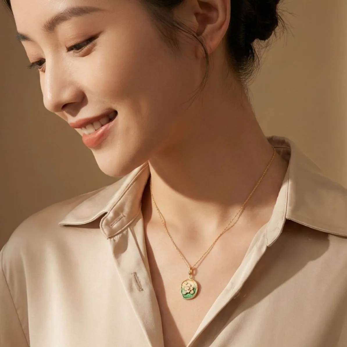 Medieval style Monet garden flower necklace retro style elegant literary collarbone chain Internet celebrity