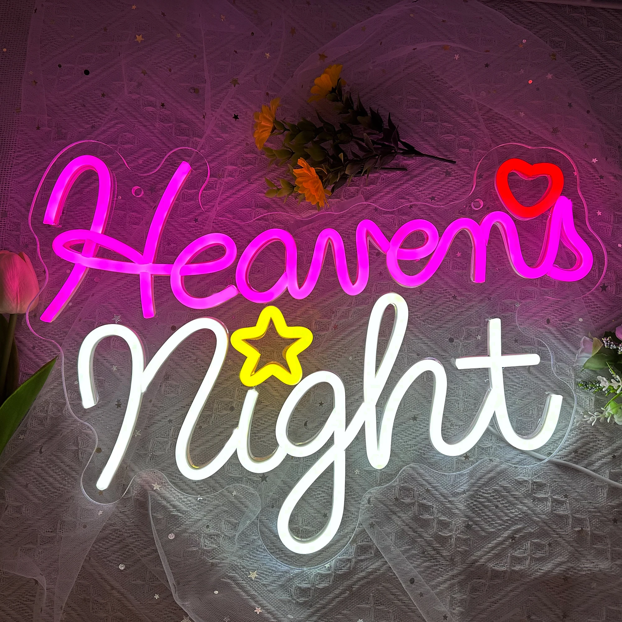 Heavens Night Neon Signs Game Room Decor Bedroom Hanging Night Lamp Party Holiday Cool Gift Neon Acrylic USB