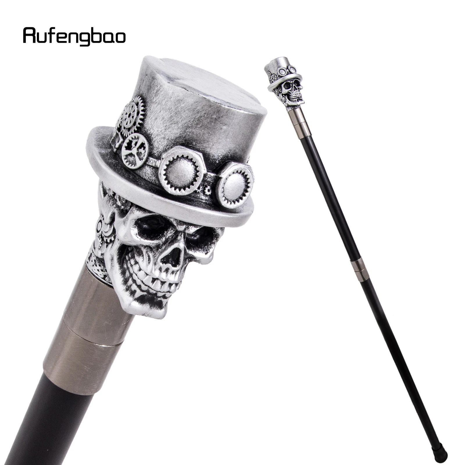 White Hat Gear‌ Skull Head Walking Cane Fashion Cane Decorative Cane Halloween for Cosplay Parties, for Cosplay & Party 93cm view 3