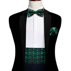 Exquisite Floral Green Cummerbund Men Designer Silk Jacquard Bow Tie Set Formal Tuxedo Suit Accessorie Wedding Party Barry.Wang