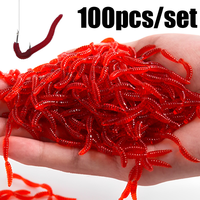 Lifelike Red Worm Soft Lure Earthworm Ice Winter Fishing Silicone Artificial Bait Fishy Shrimp Additive Bass Carp Fishing Lure