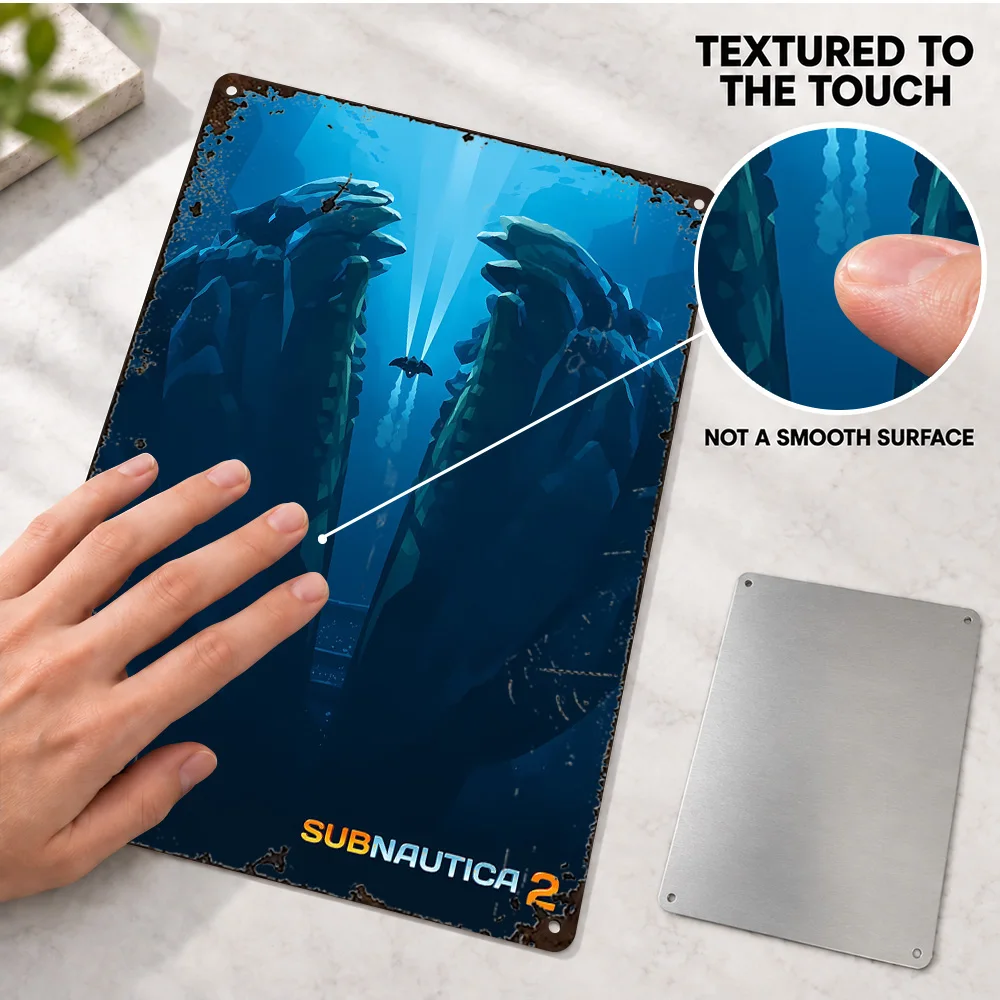 Subnautica 2 Underwater Ruins Aluminum Poster Customized Metal Sign Dramatic Illustration Wall Art For Home Entertainment Room