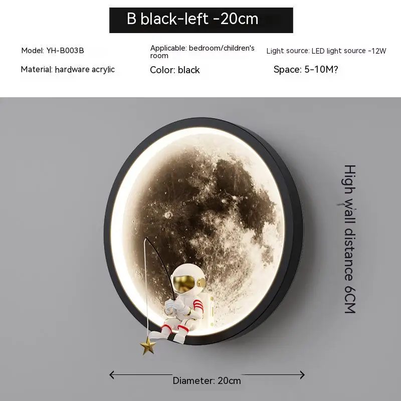 Creatieve Astronaut Wandlamp Slaapkamer Bed Kawaii Maanlamp Woonkamer Loft Achtergronddecoratie Jongenskamer Decor Licht