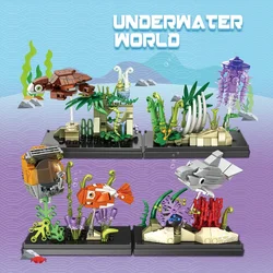 Underwater World Building Blocks Toy Set Dolphin Clown Fish Jellyfish Turtle Marine Life Bricks Toys Children's Christmas Gifts